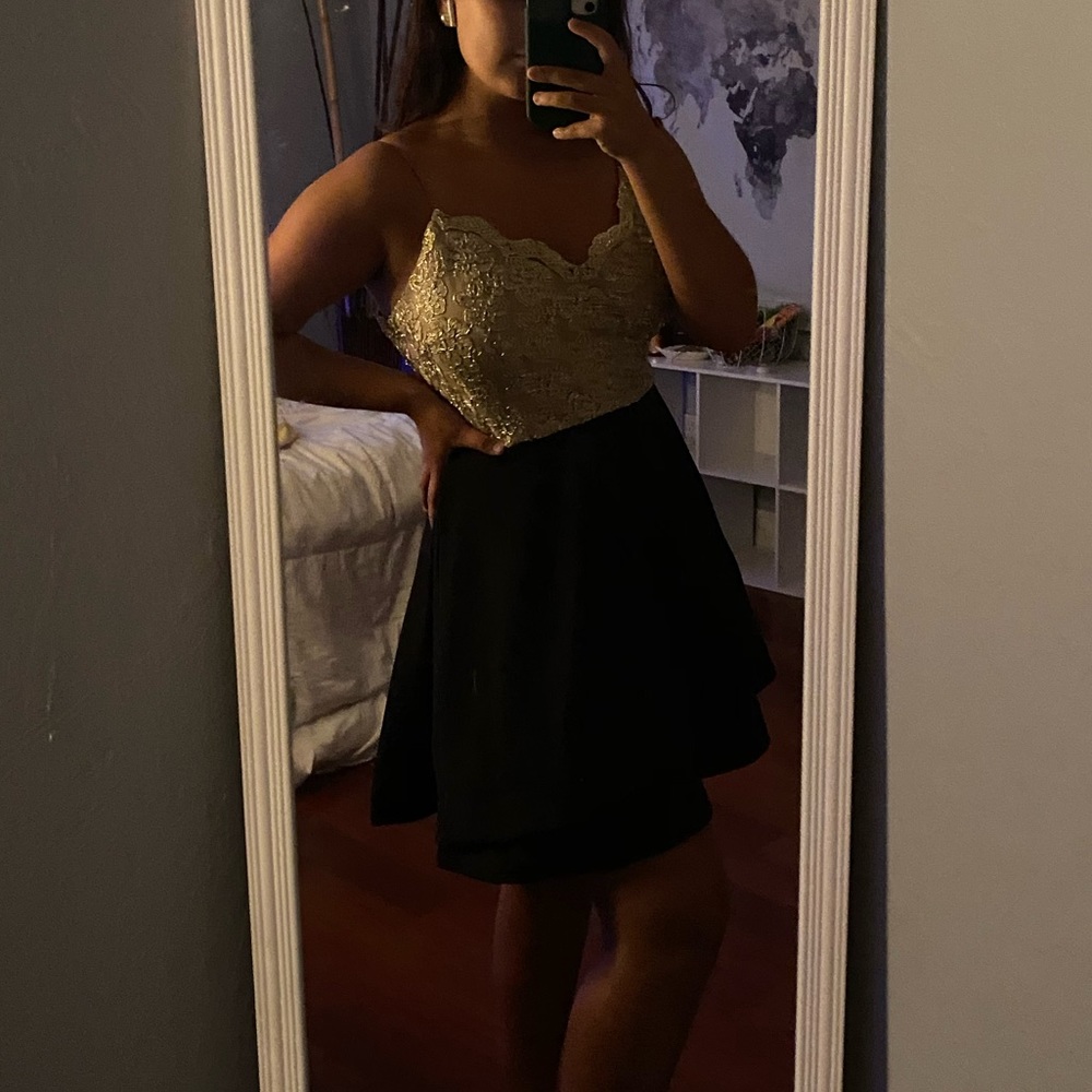 Beautiful Homecoming Gold and Black Dress